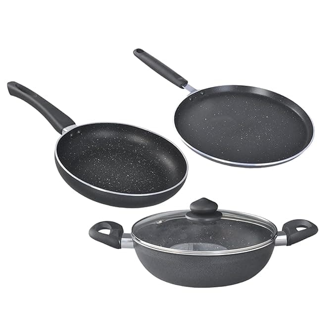 Prestige Omega Deluxe Granite Non-Stick Cookware Set (3-Piece)